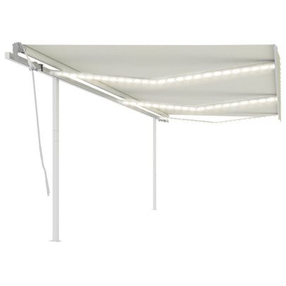 Copertină retractabilă manual cu LED - crem - 6x3,5 m